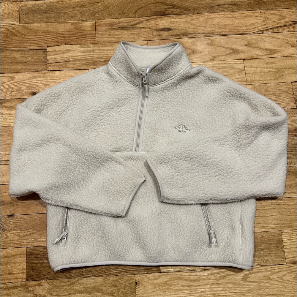 Aritzia TNA Polar Fleece 1/4 Zip Mullein Size Large